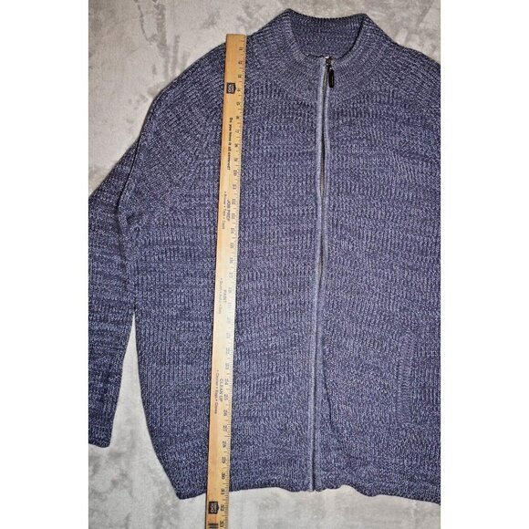L.L. Bean Men's Blue Full Zip Sweater XL Tall Cotton Marled Knit - Picture 9 of 16